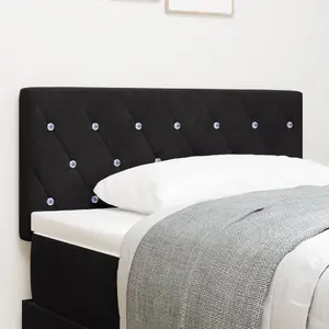 Upholstered Headboard VidaXL 90 cm Black Tufted Velvet with Crystal Button