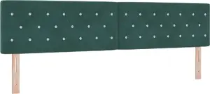 Кровать VidaXL 3338080 обитая бархатом 100 см с подсветкой LED и кристальными пуговицами, тёмно-зелёная