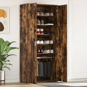 Apavu skapis VidaXL modelis 3333870, dūmakainā ozola apdare, 80×39×180 cm, inženierkoks