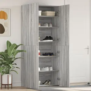 Обувной шкаф VidaXL модель 3333841, серый Sonoma, 80 x 35,5 x 180 см