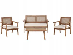 Outdoor dining set Beliani ARENELLA for 4 people with table, certified acacia wood, light beige