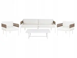 Outdoor dining set Beliani SERLA for 5 people with metal table, white