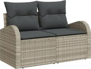 Outdoor sofa set VidaXL 9-piece with cushions, light gray rattan