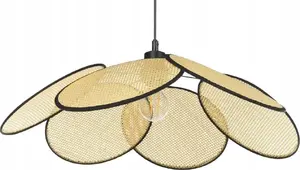 Pakaramā lampa Beliani MEROO dabīgs abažūrs ar melnām detaļām