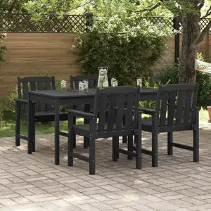Обеденные стулья VidaXL — HDPE чёрные, 4 шт 65,5×55,5×88 см и 2 шт HDPE чёрные