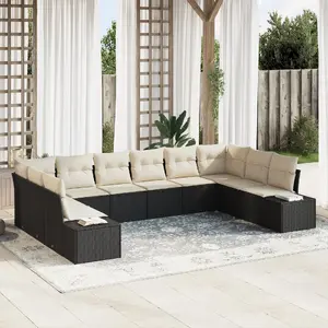 Комплект садовой софы VidaXL 3355906 черный полиротанг с подушками