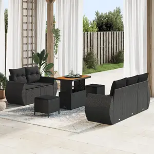 Модульный садовый комплект диванов VidaXL 8 шт, черный, 90 x 55 x 71 см