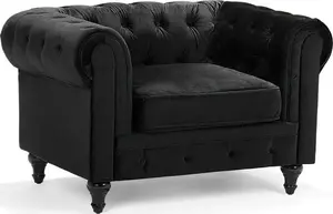 Krēsls Beliani CHESTERFIELD, melna velūra apdare