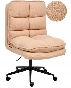 Office chair Beliani ADDISON Boucle Peach — swivel desk chair, fabric boucle upholstery, armless
