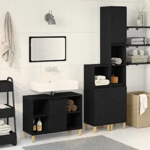 Набор мебели для ванной VidaXL, 3 предмета, черный дуб — шкаф 30×30×190 см, шкаф 30×30×100 см