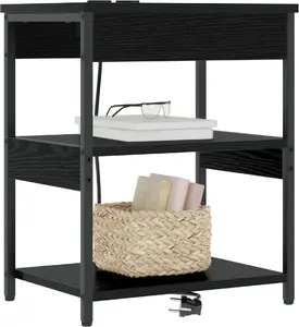 Nightstand pair VidaXL model 859536 Black Oak 41 x 31 x 51 cm