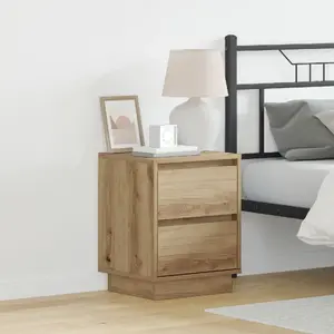 Naktsgaldiņš ar LED apgaismojumu VidaXL, modelis 869624, amatniecības ozols, 39 x 34,5 x 50 cm