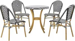 Garden dining set Beliani Rifreddo — table with 4 chairs, black-and-white pattern
