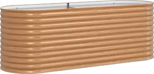 Raised Garden Bed VidaXL, wood-look brown, steel frame, 240 x 80 x 81 cm
