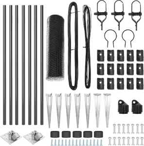 VidaXL Šķautņains dārza žogs pelēks 1 x 10 m tērauds ar 7 mietiņiem ar īlēm Ø 32 mm 120 cm cinkots tērauds