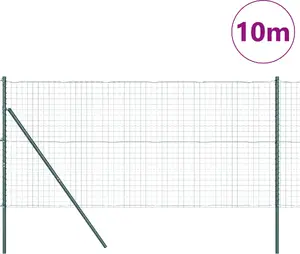 Забор VidaXL Euro Fence с 7 столбами 1,4 x 10 м сталь оцинкованная зелёный