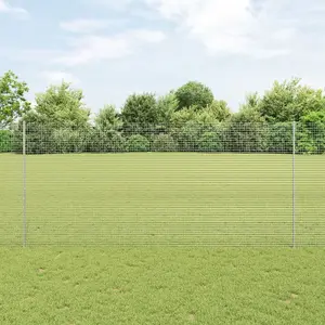 Укреплённый садовый забор из проволоки с 22 U-столбами, VidaXL, 1,4 x 25 м, серебристый, сталь