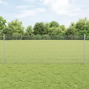 Сварная ограда VidaXL 0,8 x 25 м серебристая со 11 U-стойками сталь