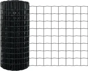 Fence panel VidaXL Euro with 13 posts and flange, galvanized steel, 0.4 x 25 m