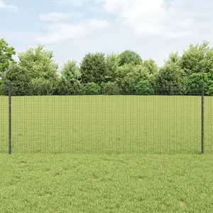 Metāla metināts žogs VidaXL, pelēks, 5 U-stabi, 0,8 x 10 m, tērauds