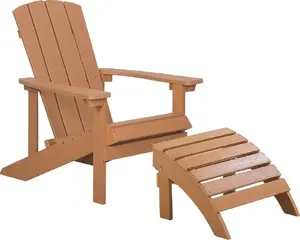 Садовое кресло с подножкой Shumee ADIRONDACK — светлое дерево