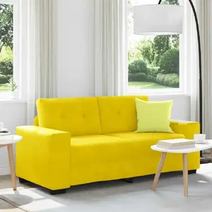 VidaXL divvietīgs dīvāns modelis 4105128, dzeltena samta apdare, platums 140 cm
