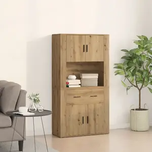Bufete VidaXL 80x33x150 cm no cieta ozola augsts skapis