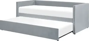 Gulta Beliani TROYES izvelkamā samta 90 x 200 cm gaiši pelēka