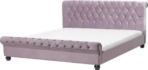 Кровать Beliani AVALLON 180 x 200 см велюровая розовая