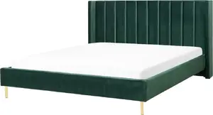 Кровать Beliani VILLETTE 160 x 200 см зелёная велюровая обивка