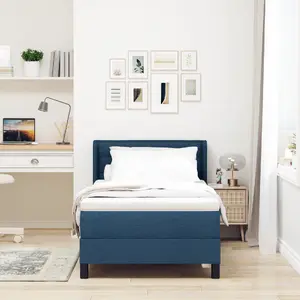 Континентальная кровать с матрасом VidaXL 90 x 200 см синяя ткань