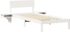Каркас кровати с прикроватными тумбами и мягким изголовьем VidaXL 80 x 200 см Белый