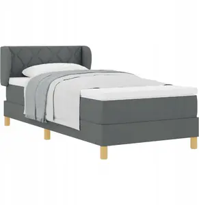 Кровать box spring с матрасом VidaXL 100x200 см, темно‑серый ткань Lumarko