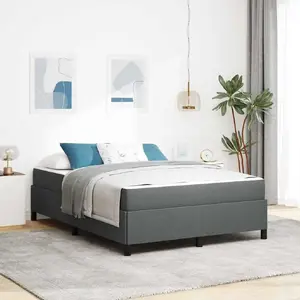 Кровать с пружинным матрасом VidaXL 160 x 200 см тёмно‑серая с чёрной рамой