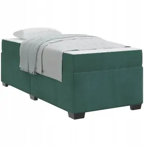 Кровать с матрасом VidaXL 100 x 200 см, тёмно-зелёный бархат