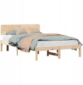 Кровать с изголовьем VidaXL 135x190 см из массивной сосны
