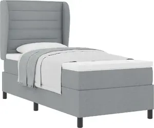 Кровать с матрасом VidaXL 100x200 см светло-серый ткань
