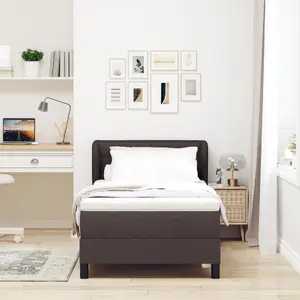 Gulta ar atsperu matraci 90x200 cm VidaXL, tumši brūna auduma