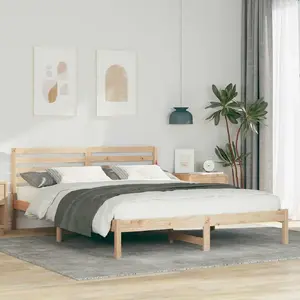 Каркас кровати VidaXL 160 x 220 см Массив сосны Коричневый