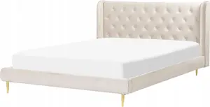 Кровать Beliani FORBACH 160 x 200 см велюровая бежевая