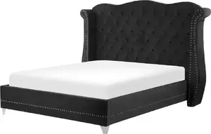 Кровать Beliani AYETTE 160 x 200 см черная велюровая