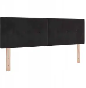 Изголовье с пуговицами VidaXL, черное, бархат, 140 см