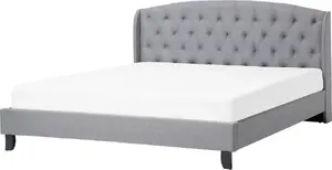 Upholstered bed Beliani BORDEAUX 180 x 200 cm gray