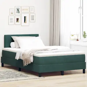 Кровать Box Spring с матрасом VidaXL 3339095 тёмно‑зеленая малая двуспальная бархатная