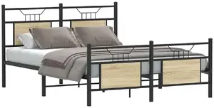 Каркас кровати VidaXL модель 4106809, отделка дуб сонома, 137 x 190 см