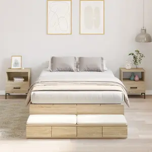 Каркас кровати с ящиком VidaXL 3335687 Дуб Сонома, фанерованная древесина