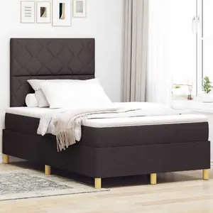 Кровать Box Spring с матрасом VidaXL 120x200 см тёмно‑коричневая ткань Lumarko