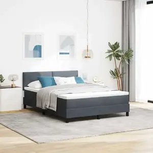 Кровать Box Spring с матрасом и подсветкой LED, VidaXL, тёмно‑серый бархат, 160x200 см