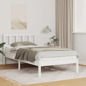 Gultas rāmis ar galvgali VidaXL 80 x 200 cm Balts Ciets priedes koks