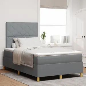 Кровать VidaXL континентальная с матрасом светло-серый 120x200 см ткань